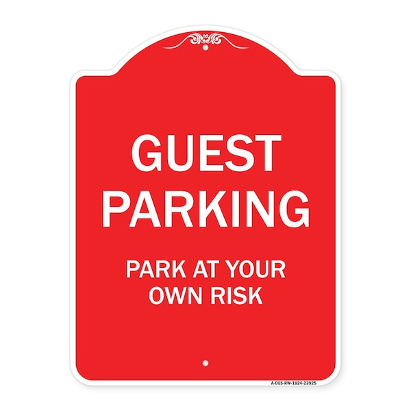 Signmission Designer Series Sign-Guest Parking, Red & White Aluminum Sign, 18" x 24", RW-1824-23925 A-DES-RW-1824-23925 - main